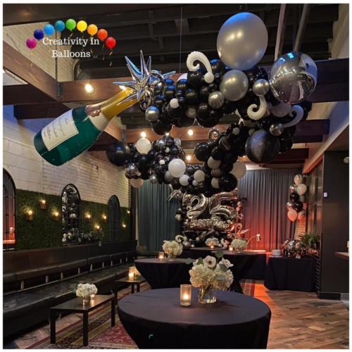25th Birthday - Giant Champagne and Organic Balloon Garland